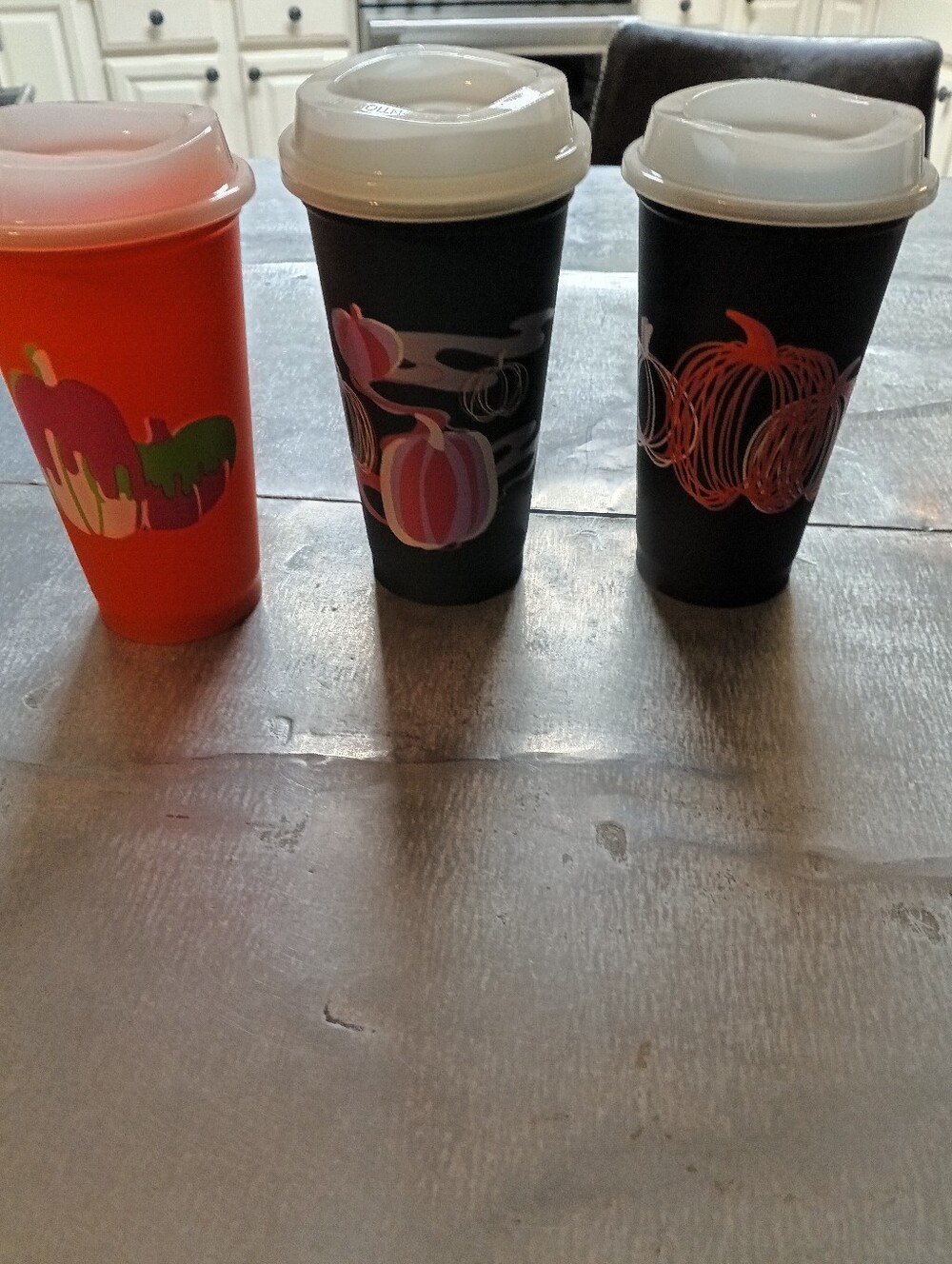 Starbucks Reusable Plastic Coffee Cups With Lids Set Of ,3 Halloween